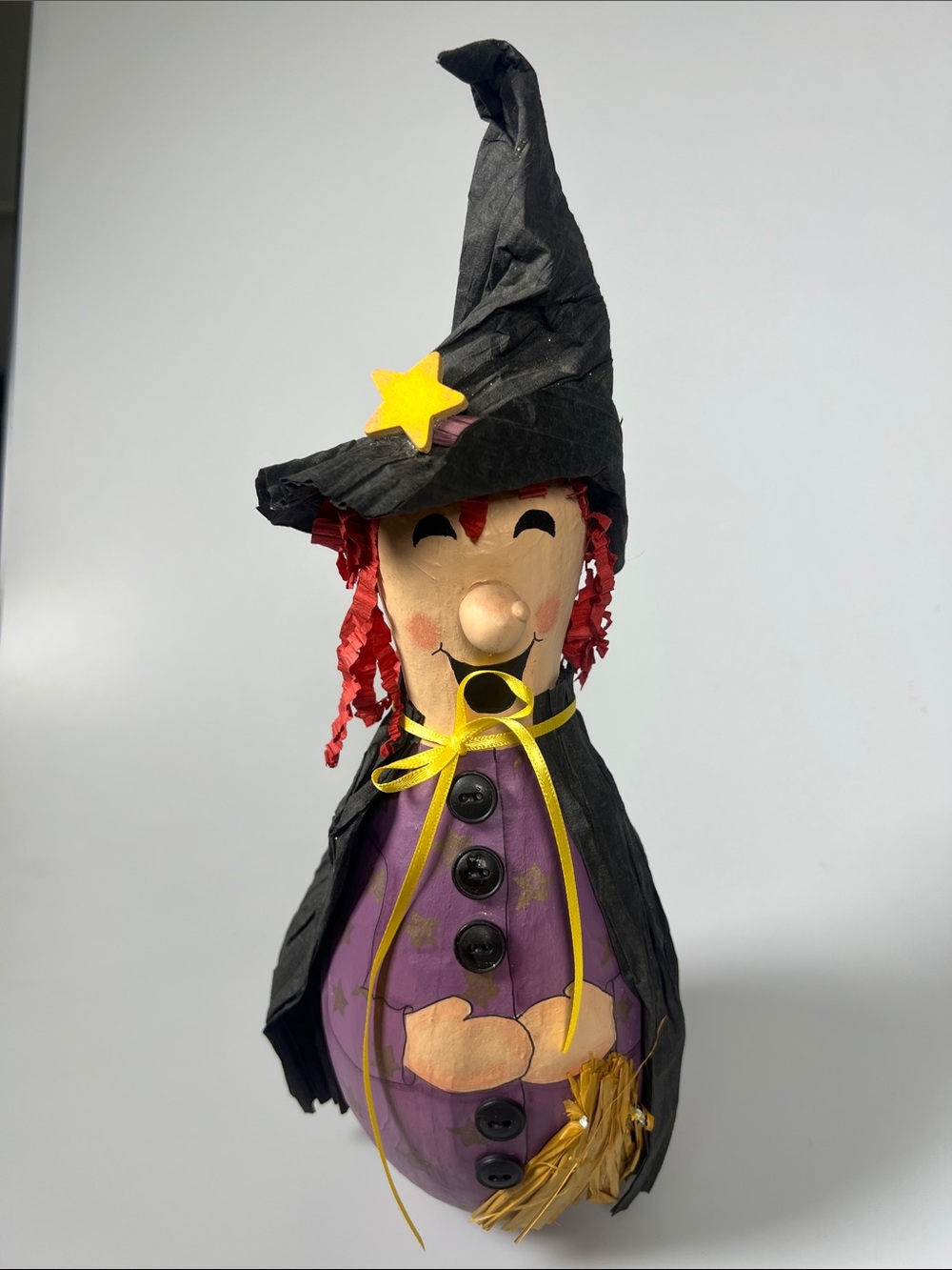 Vintage Halloween Witch papier-mâché Rattle Handmade